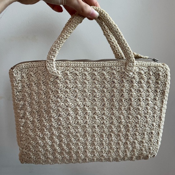 Vintage 60s Unbranded Crochet Knit Small Bag and Pouch - Picture 2 of 10